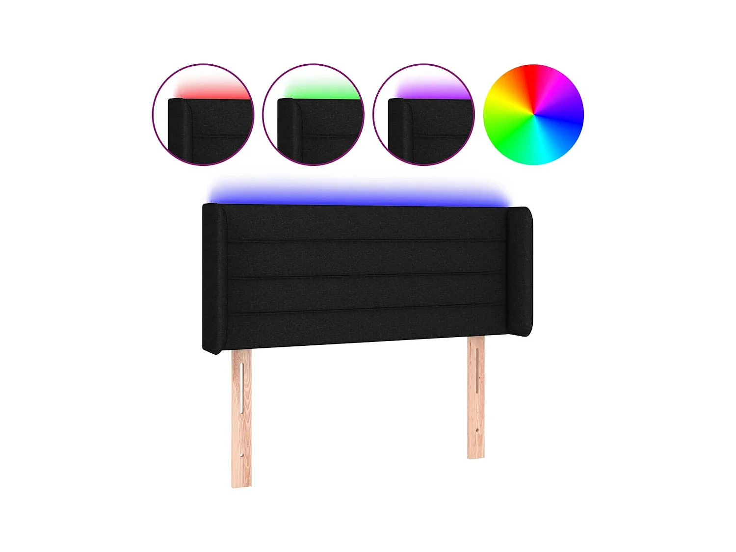 Tête de lit à LED Noir 103x16x78/88 cm Tissu