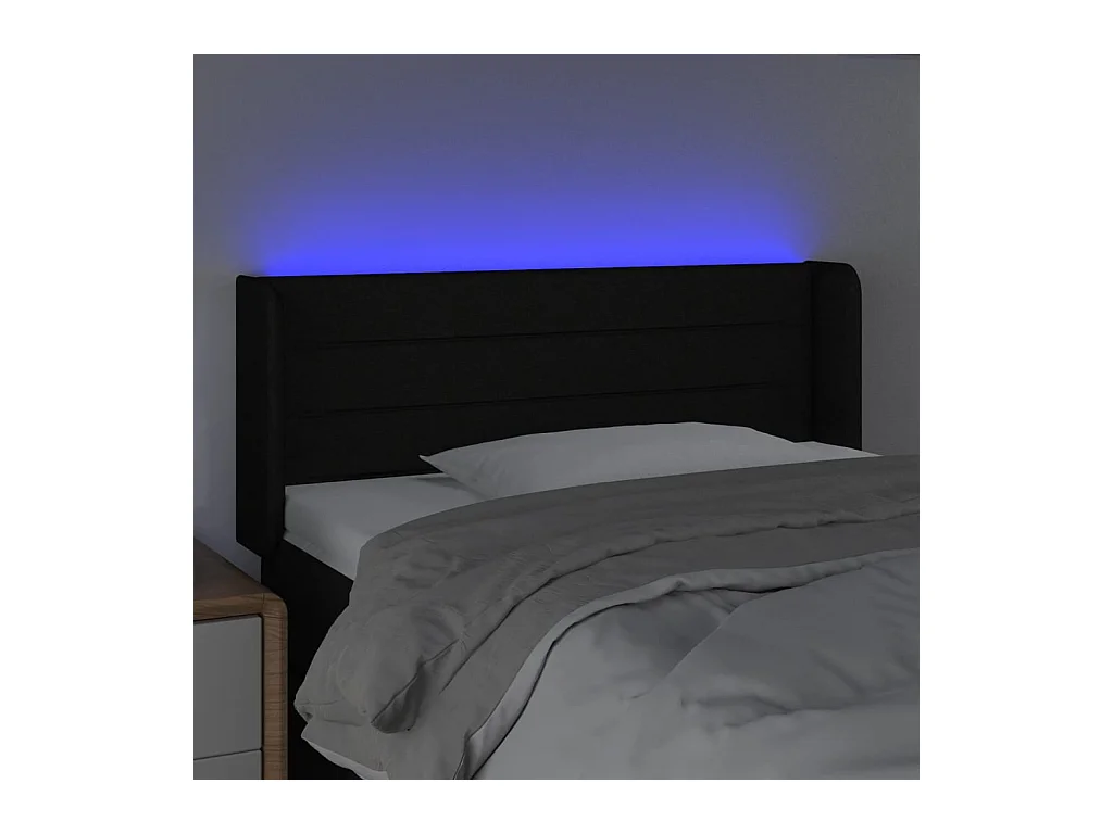 Tête de lit à LED Noir 103x16x78/88 cm Tissu