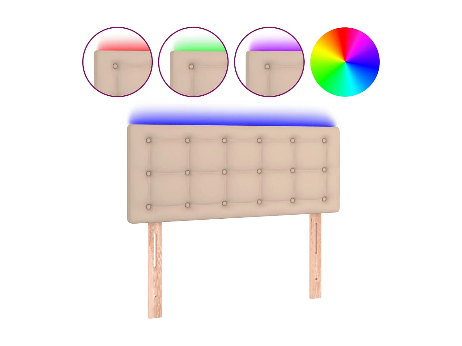 LED hoofdbord Cappuccino 90x5x78/88 cm Kunstleer