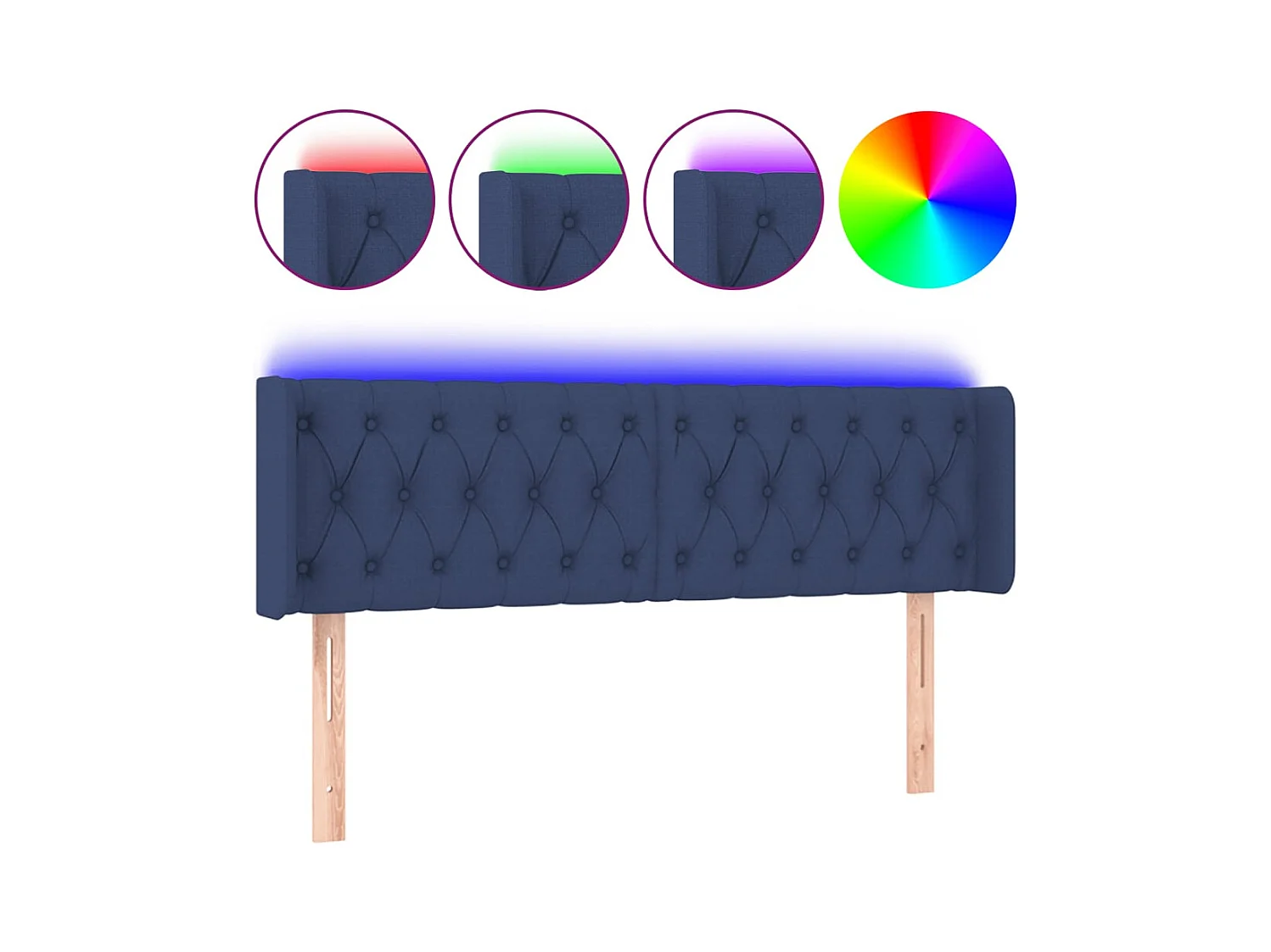 Blauw LED hoofdbord 163x16x78/88 cm Stof