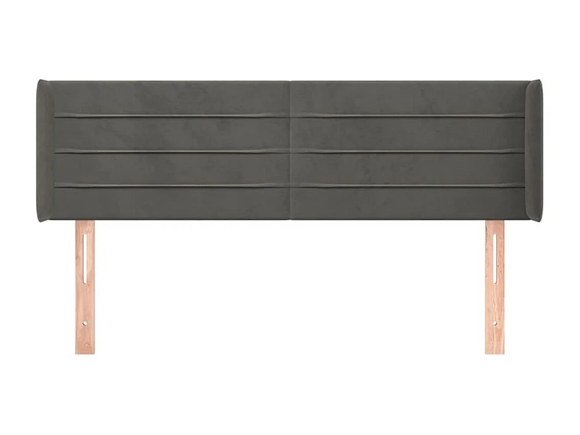 Tête de lit avec oreilles Gris foncé 147x16x78/88 cm Velours