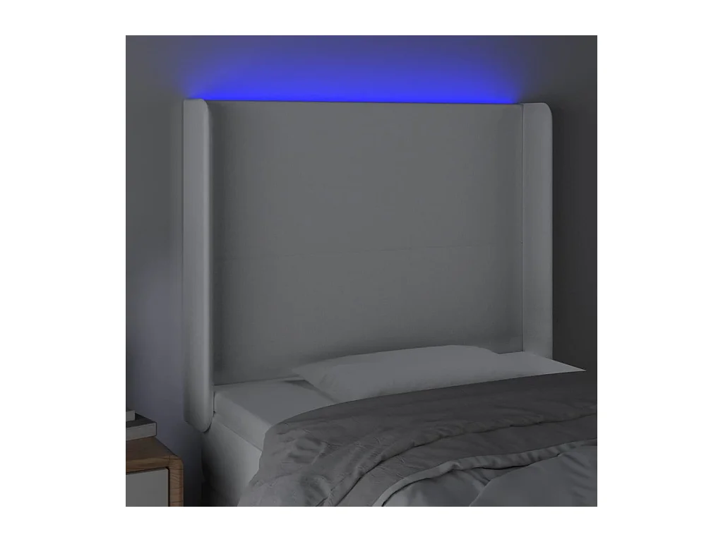 LED Hoofdbord Wit 83x16x118/128 cm Kunstleer