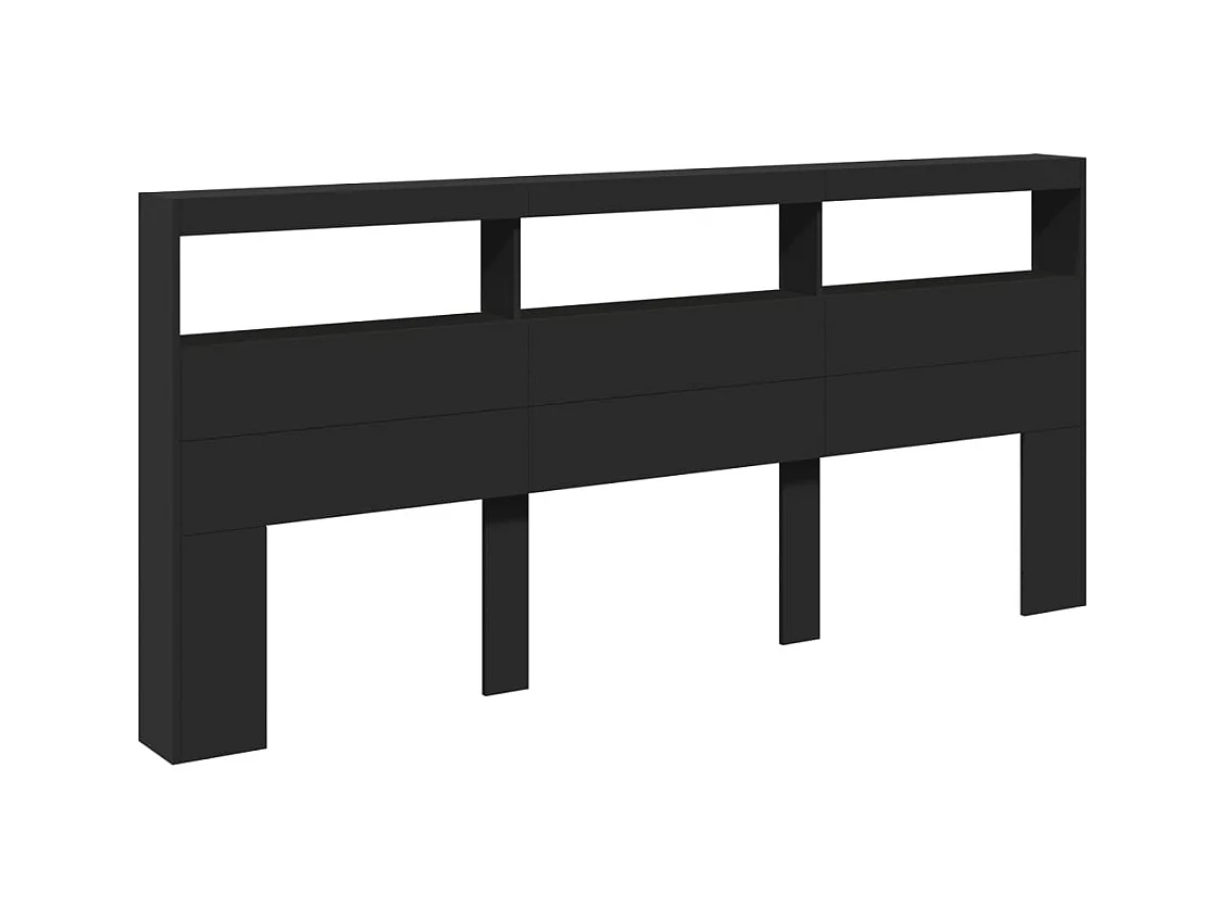 Kopfteil Kleiderschrank mit LED schwarz 220x17x102 cm