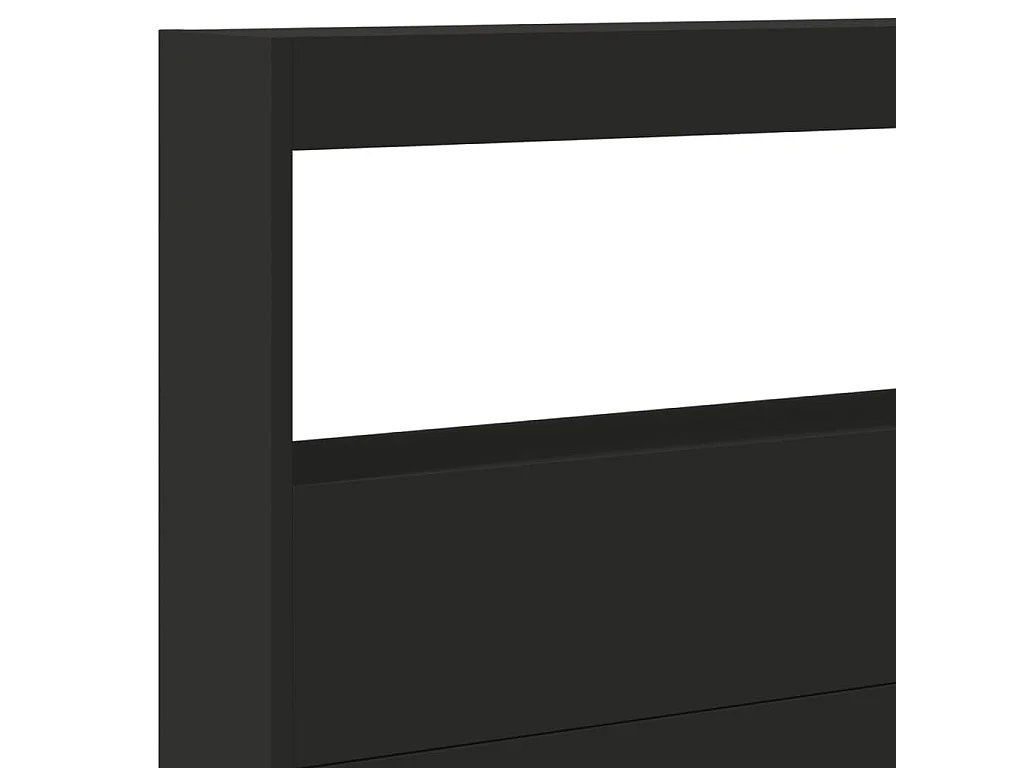 Kopfteil Kleiderschrank mit LED schwarz 220x17x102 cm