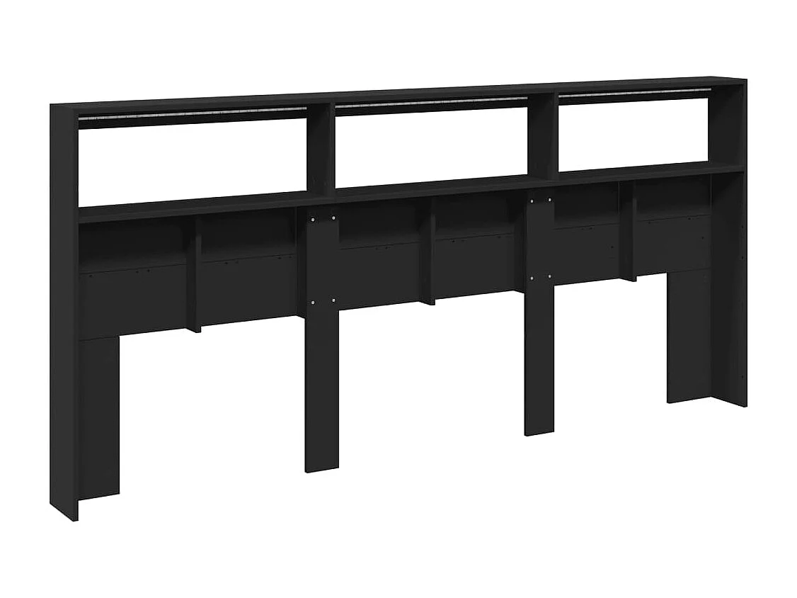 Armadio testiera con LED nero 220x17x102 cm