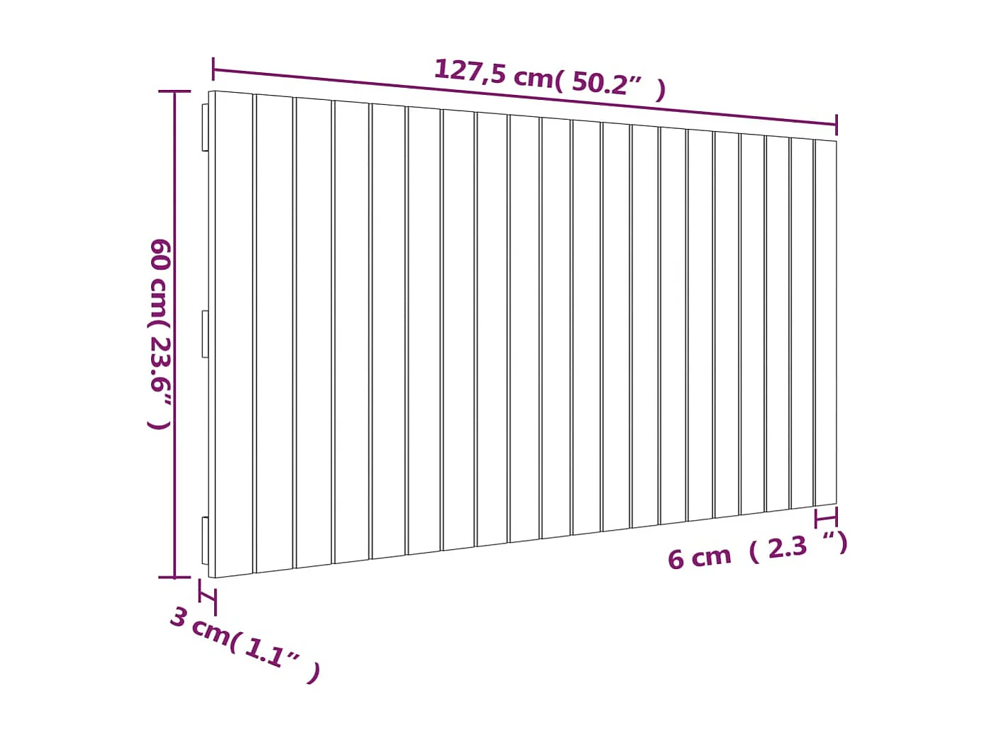Tête de lit murale 127,5x3x60 cm Bois massif de pin