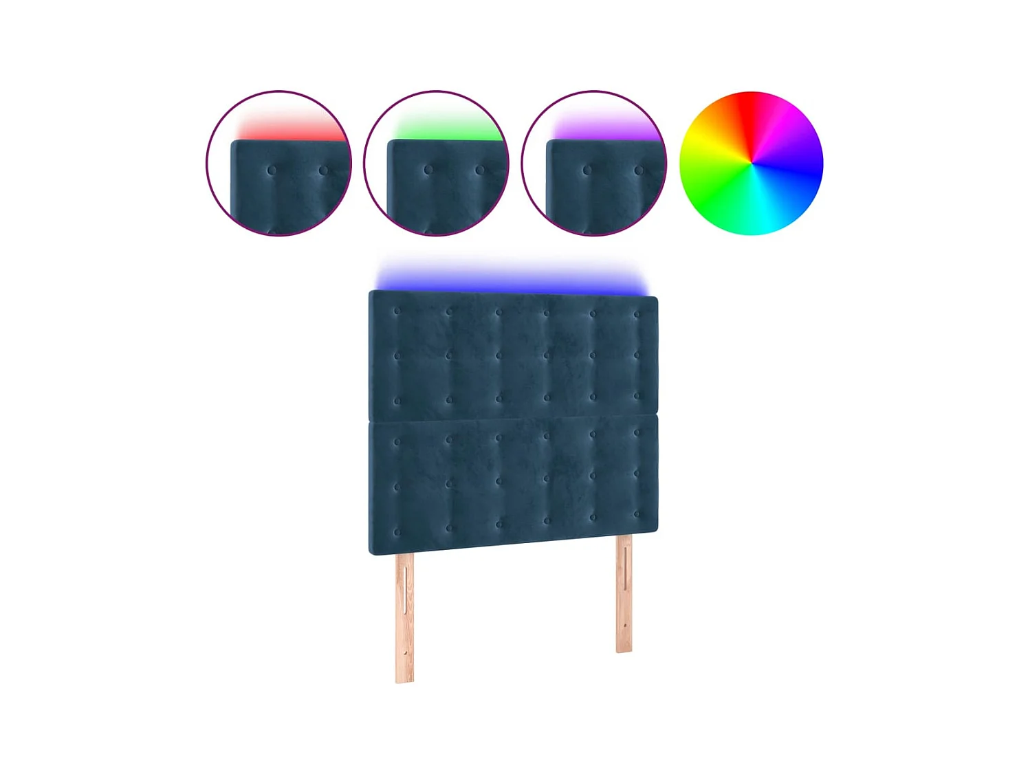 Tête de lit à LED Bleu foncé 80x5x118/128 cm Velours