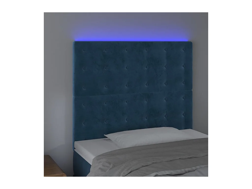 Tête de lit à LED Bleu foncé 80x5x118/128 cm Velours