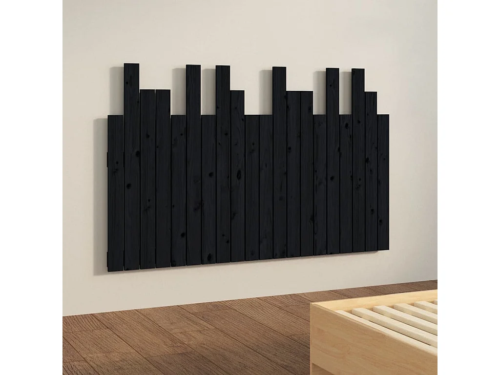 Zwart wandhoofdbord 127,5x3x80 cm Massief grenenhout