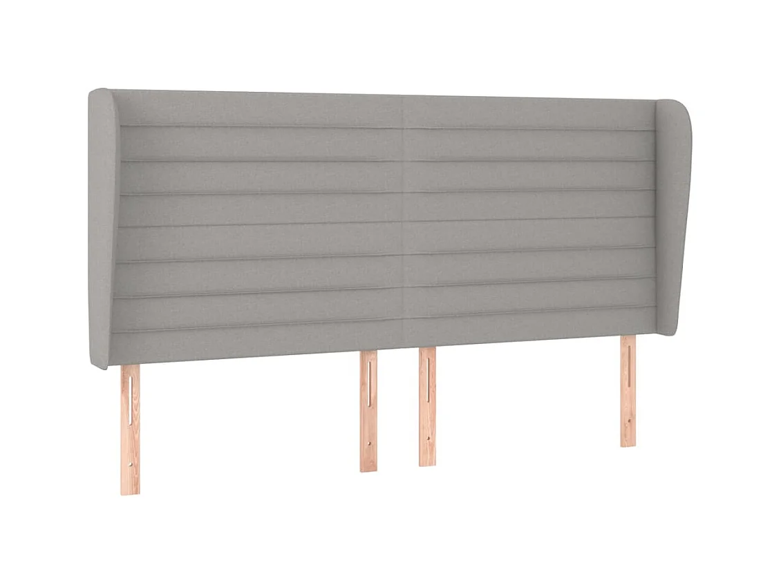 Kopfteil mit Flügeln Hellgrau 163x23x118/128 cm Stoff