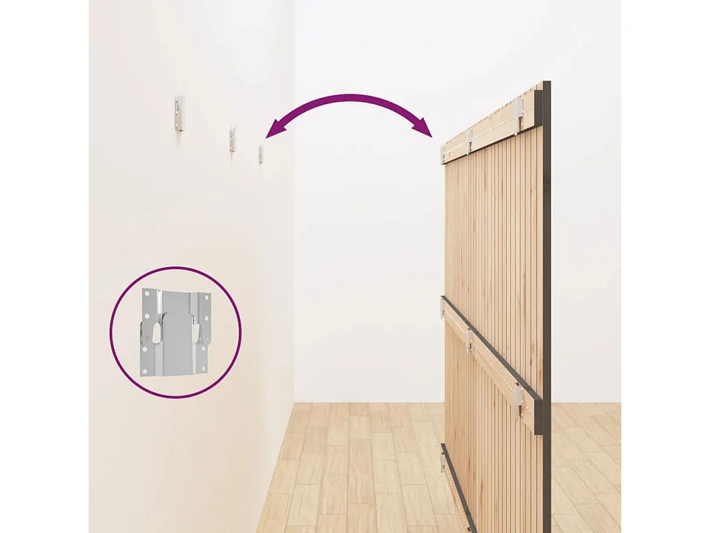 Cabecero de pared Gris 204x3x110 cm Madera maciza de pino