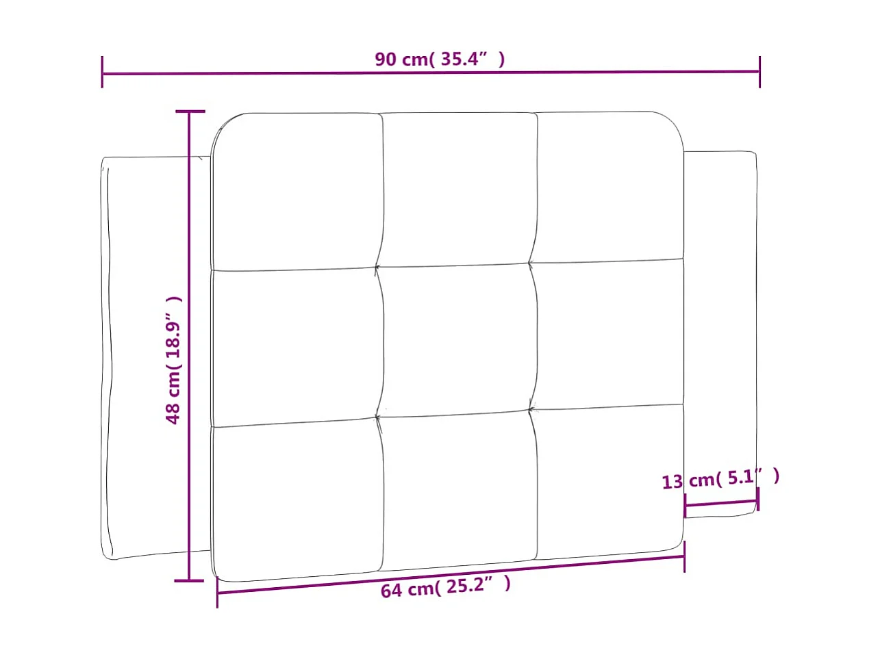 Bruin hoofdbordkussen 90 cm kunstleer