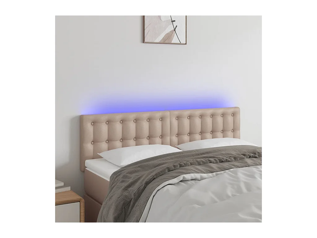 LED hoofdbord Cappuccino 144x5x78/88 cm Kunstleer