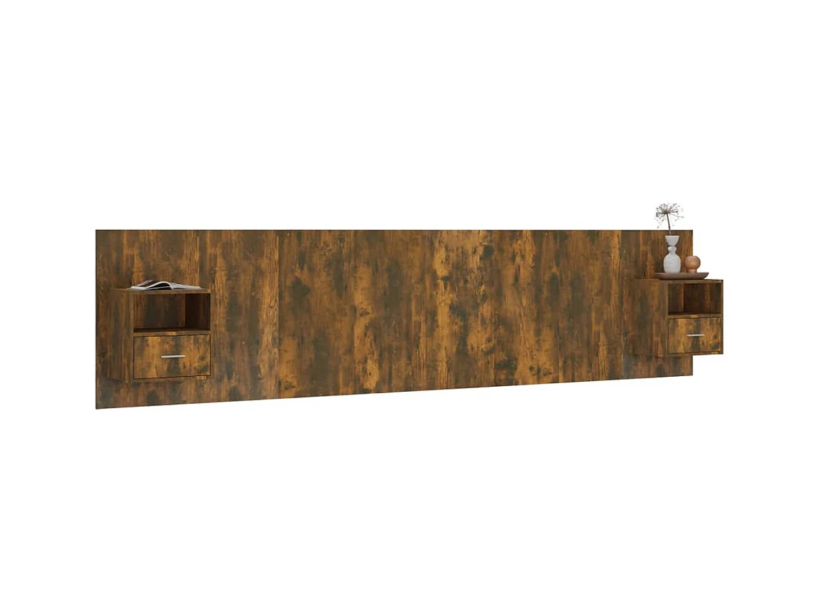 Kopfteil mit Schränken Geräucherte Eiche Holzwerkstoff