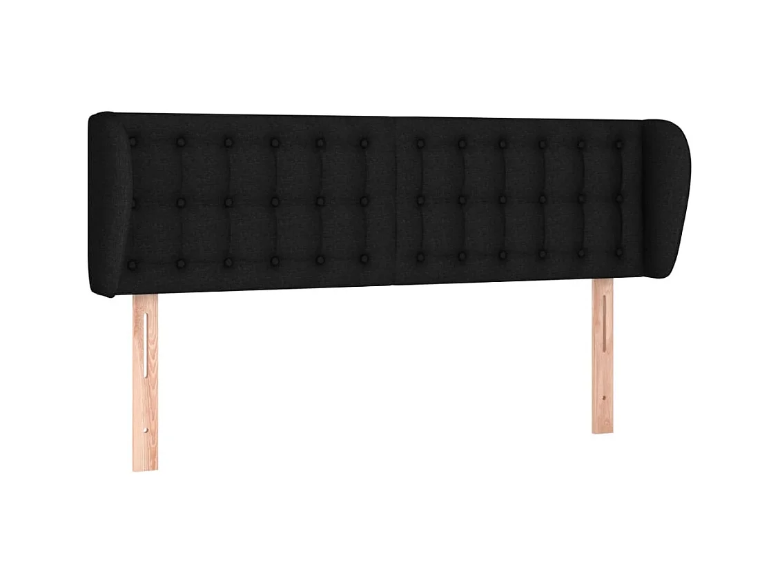 Tête de lit avec oreilles Noir 147x23x78/88 cm Tissu