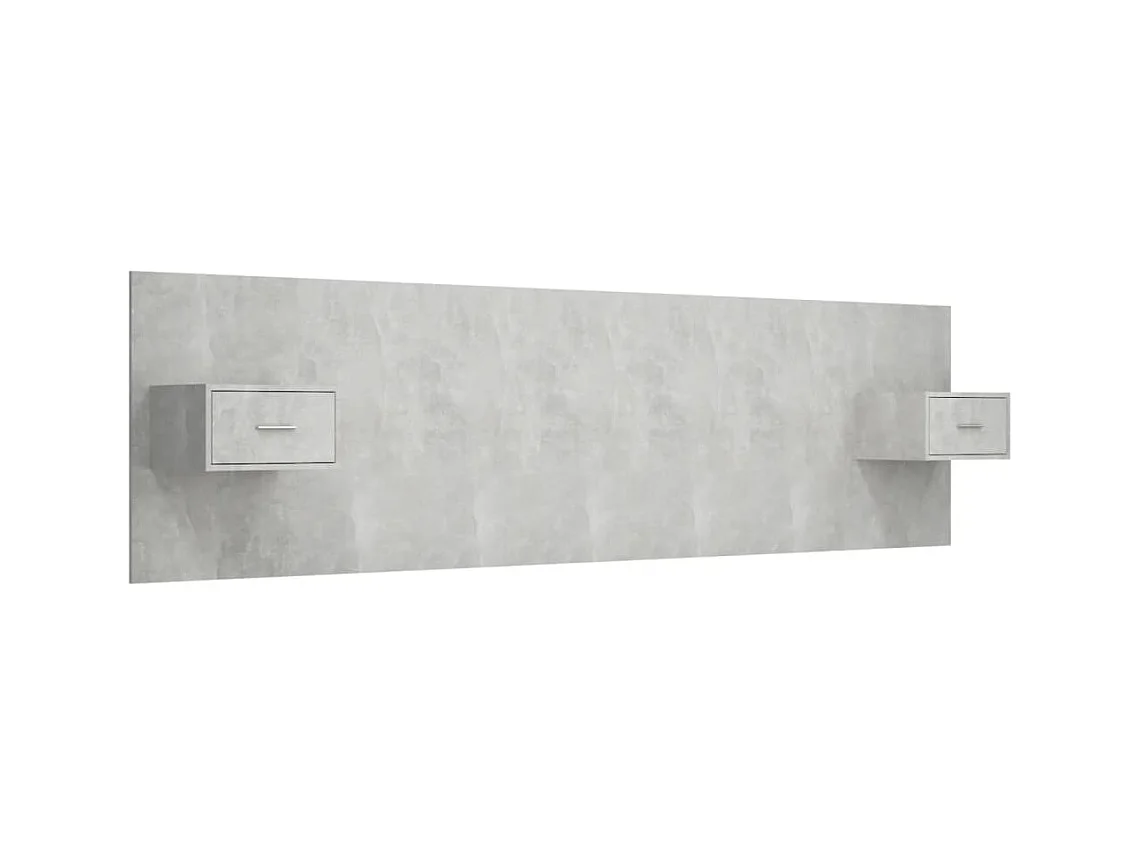 Betongrijs bewerkt houten hoofdeinde met kasten