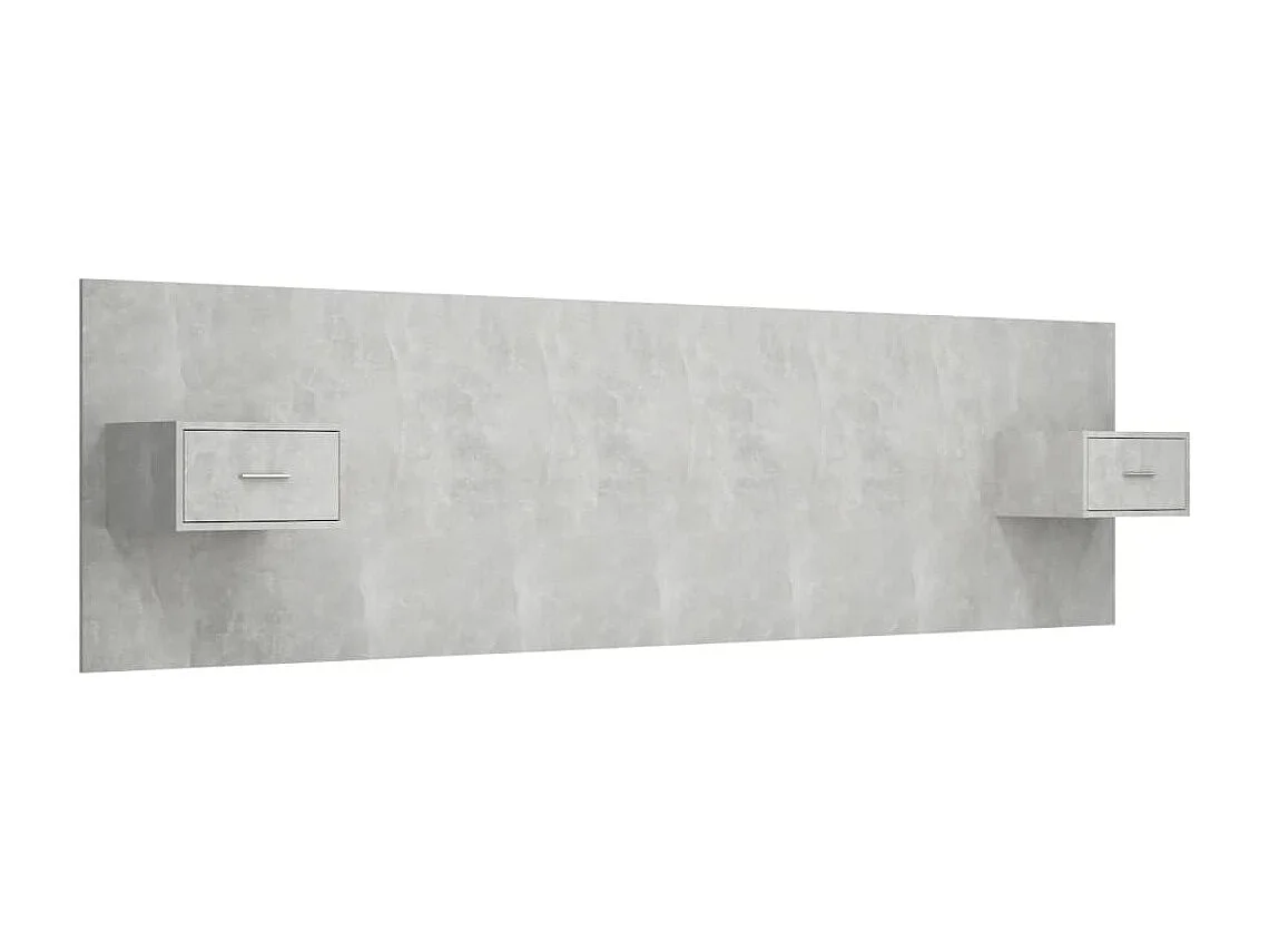Tête de lit avec armoires Gris béton Bois d'ingénierie