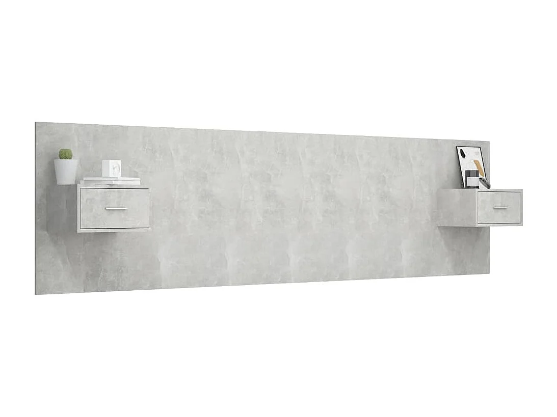 Tête de lit avec armoires Gris béton Bois d'ingénierie
