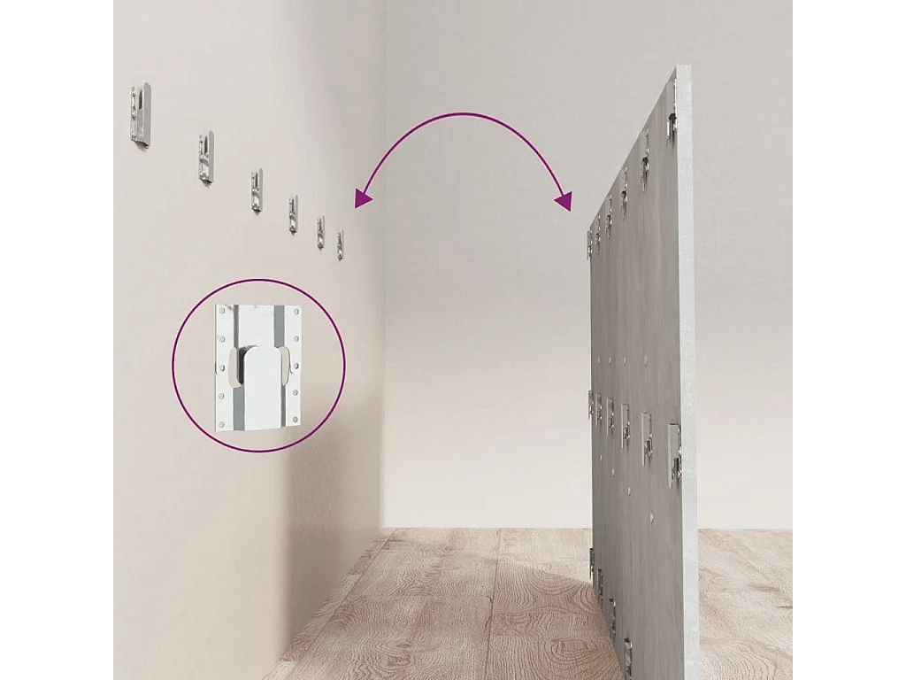 Tête de lit avec armoires Gris béton Bois d'ingénierie