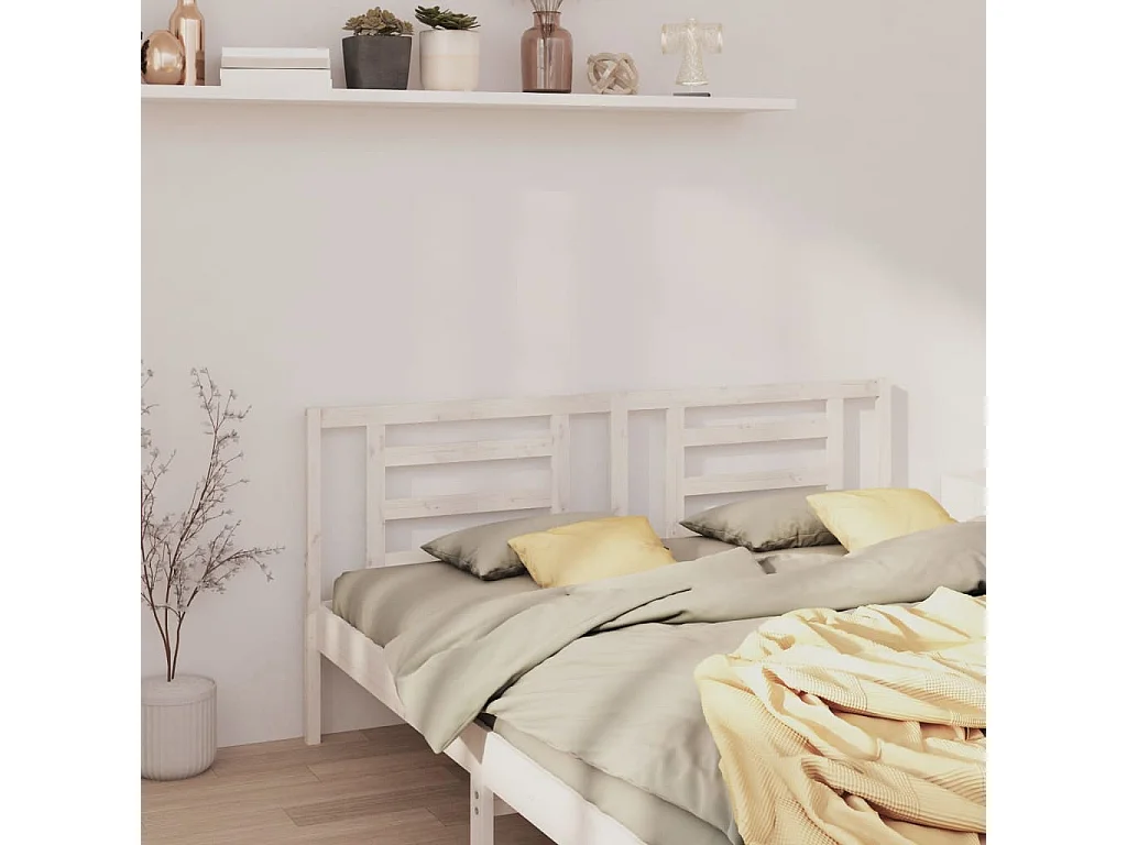 Tête de lit Blanc 206x4x100 cm Bois de pin massif