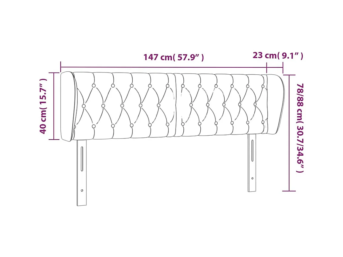 Hoofdbord met vleugels Donkergrijs 147x23x78/88 cm Fluweel