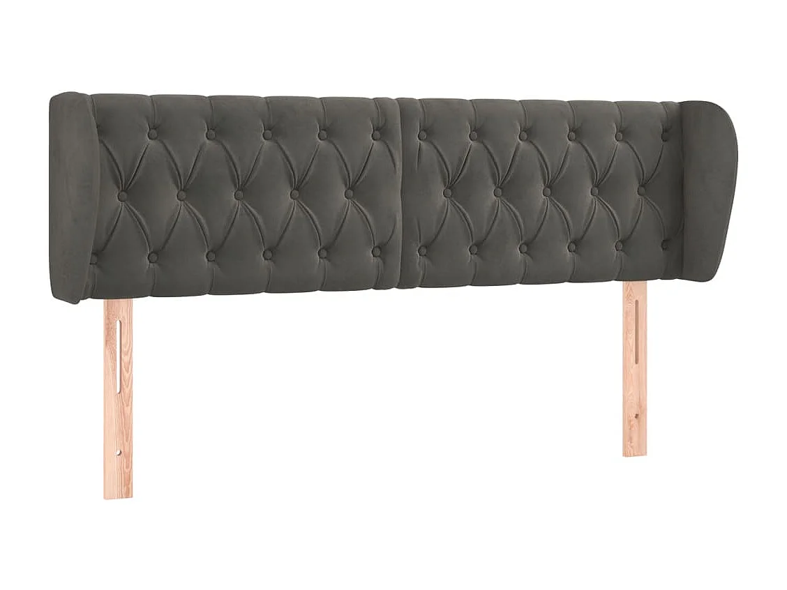 Testiera con ali Grigio scuro 147x23x78/88 cm Velluto