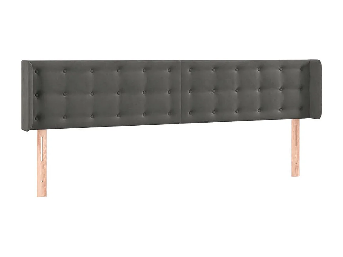 Tête de lit avec oreilles Gris foncé 183x16x78/88 cm Velours