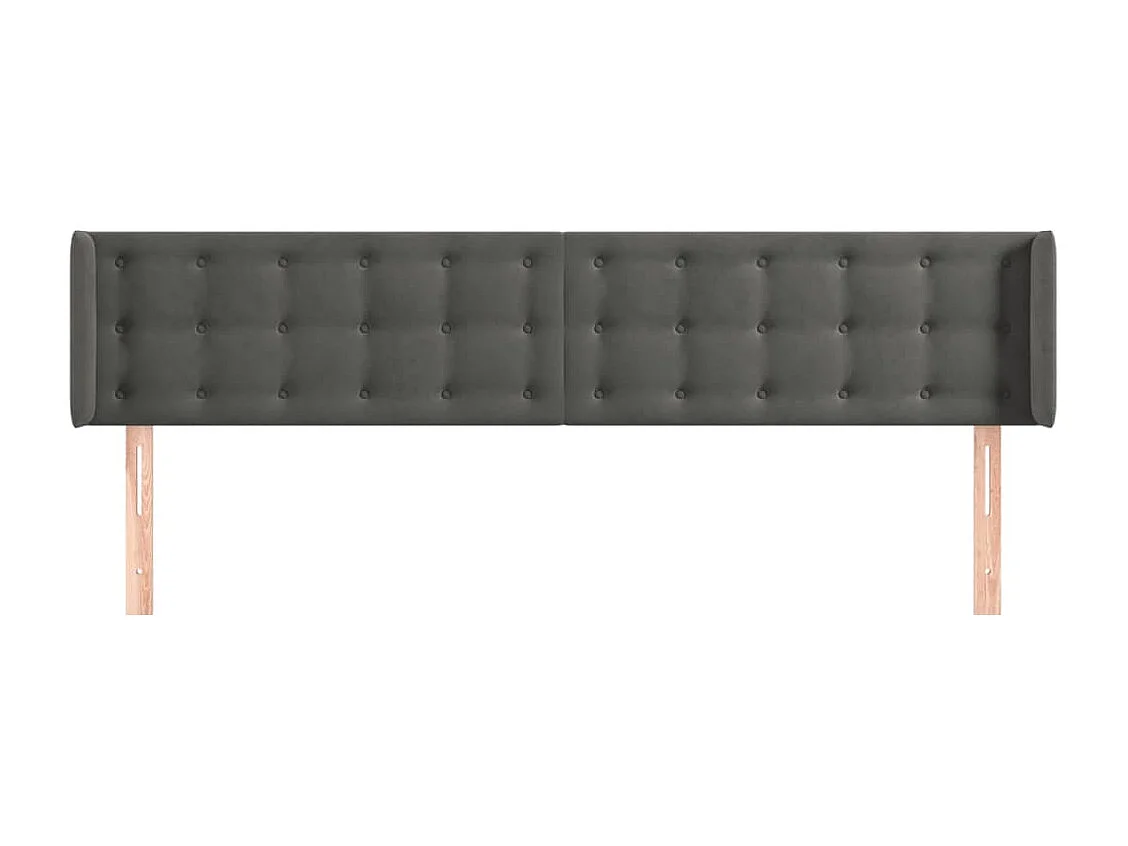 Tête de lit avec oreilles Gris foncé 183x16x78/88 cm Velours