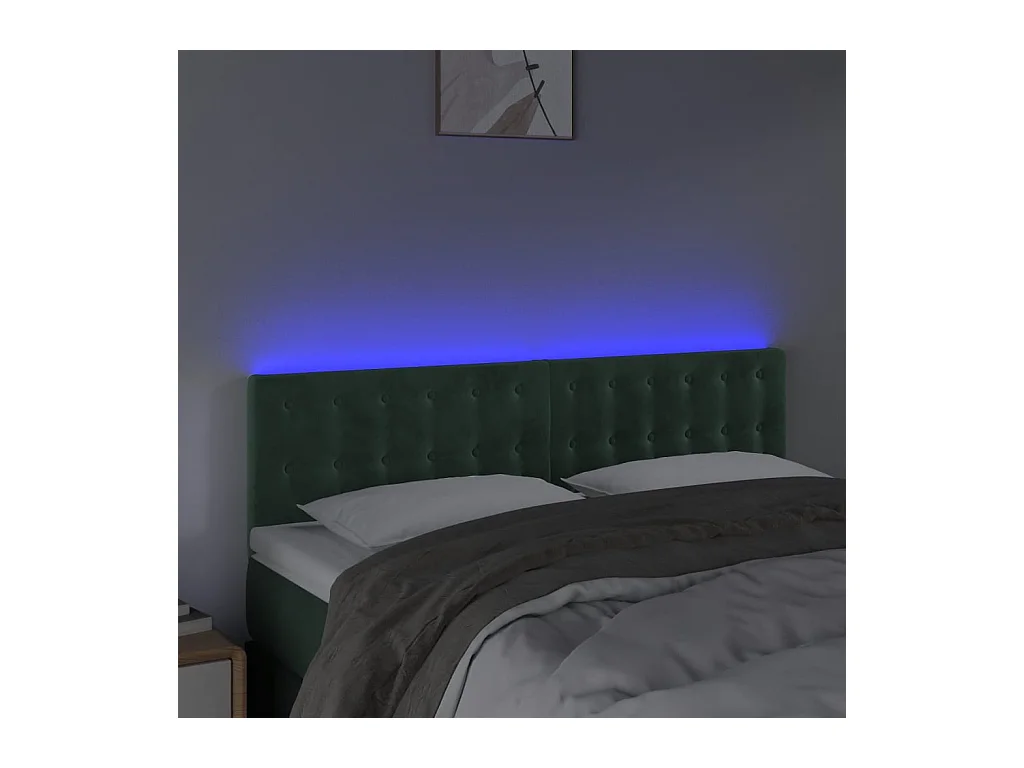 LED Hoofdbord Donkergroen 144x5x78/88 cm Fluweel