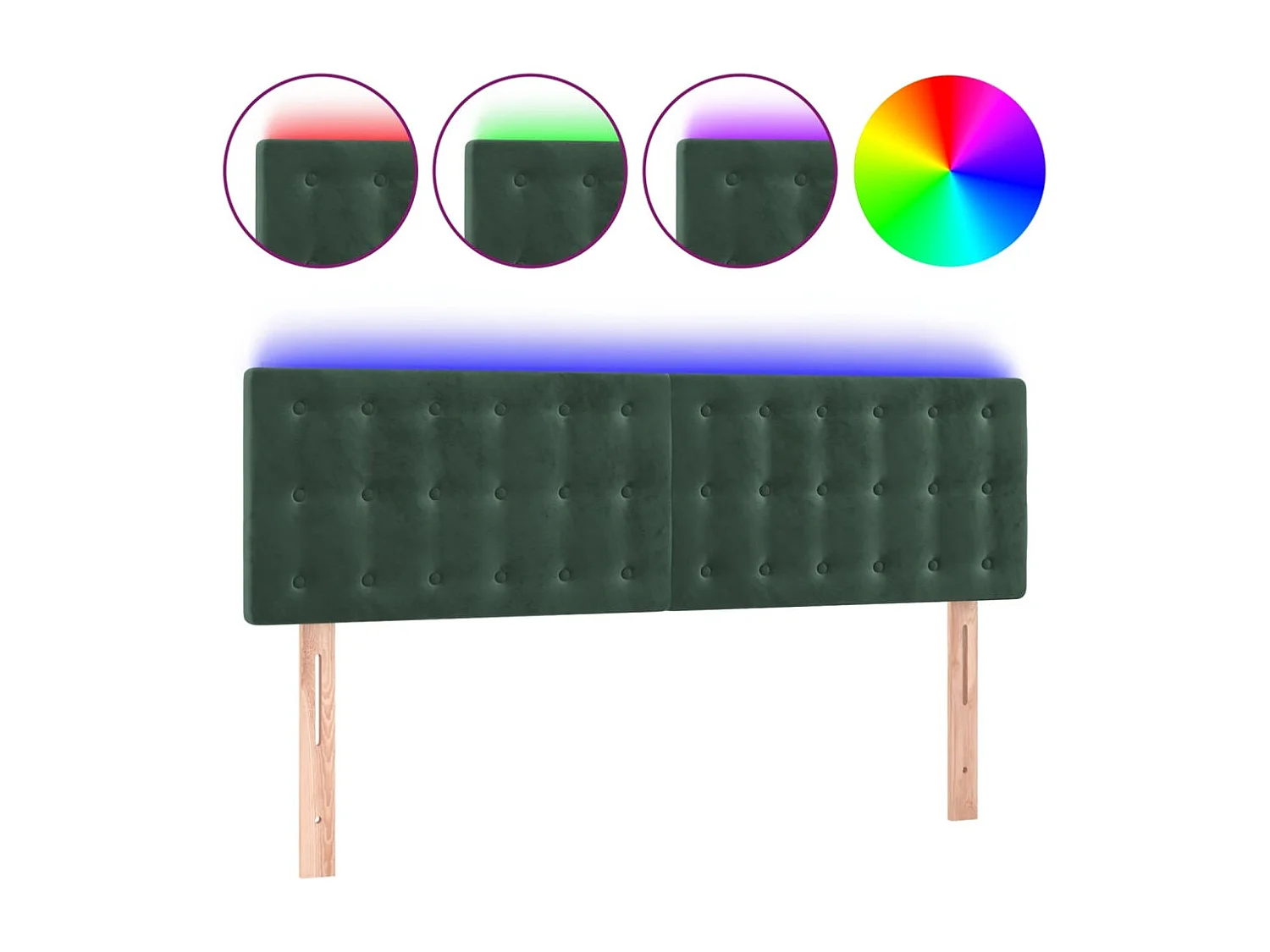 Tête de lit à LED Vert foncé 144x5x78/88 cm Velours