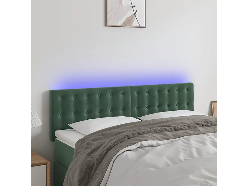Tête de lit à LED Vert foncé 144x5x78/88 cm Velours
