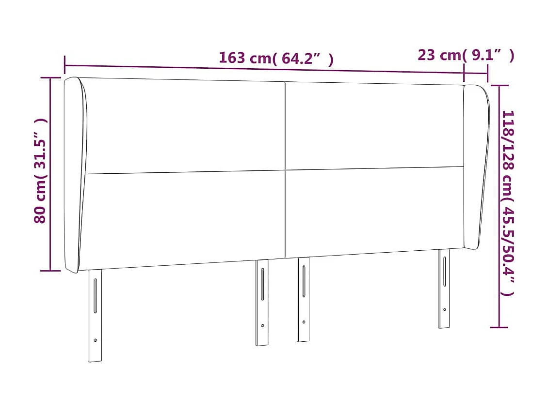 Hoofdbord met vleugels Cappuccino 163x23x118/128 cm