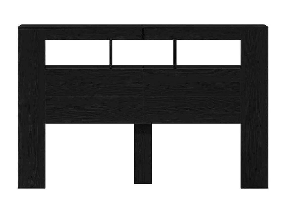 Testiera LED con mensola Rovere nero 160 x 18,5 x 103,5 cm