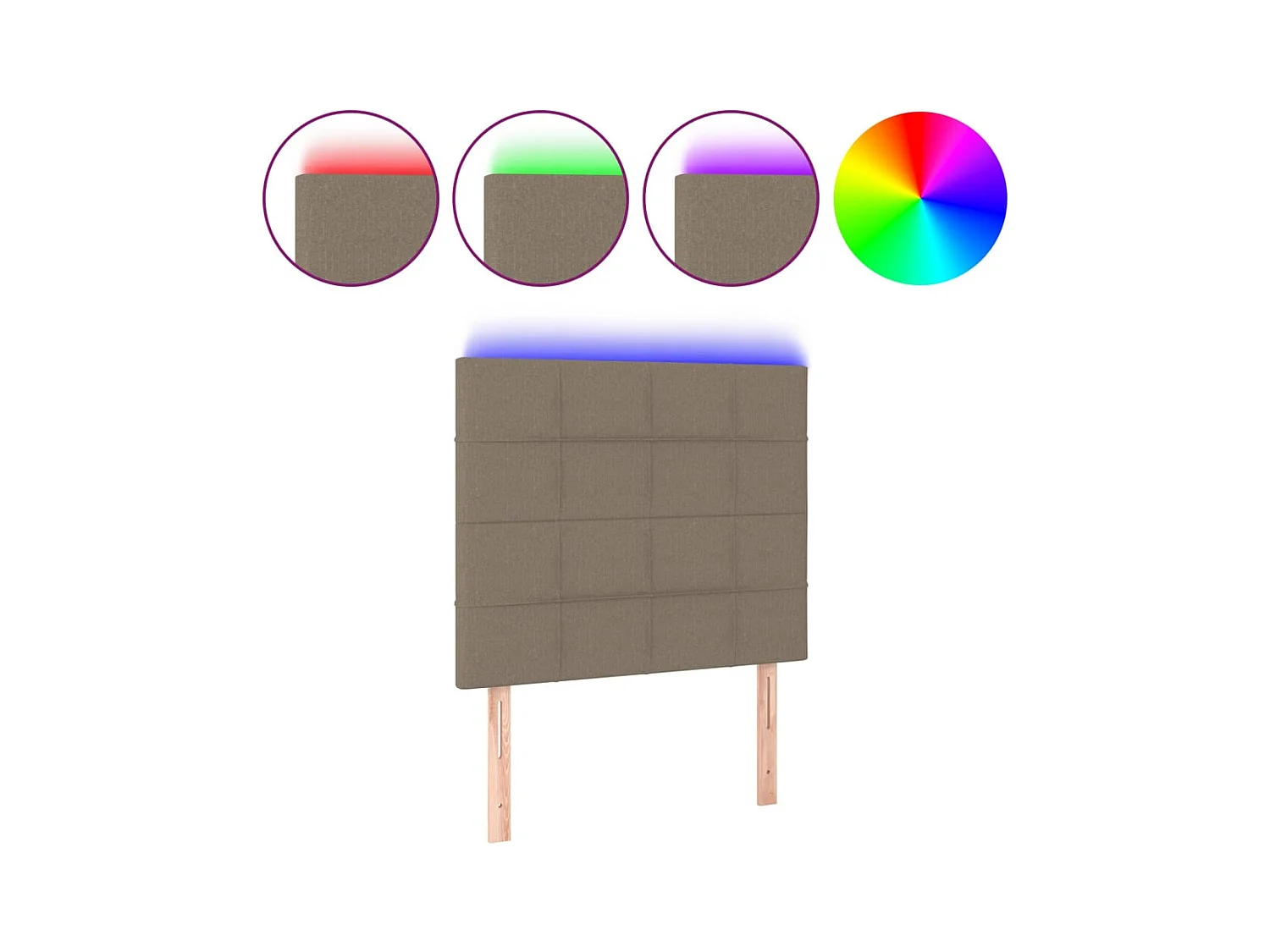 Taupe LED Hoofdbord 80x5x118/128 cm Stof