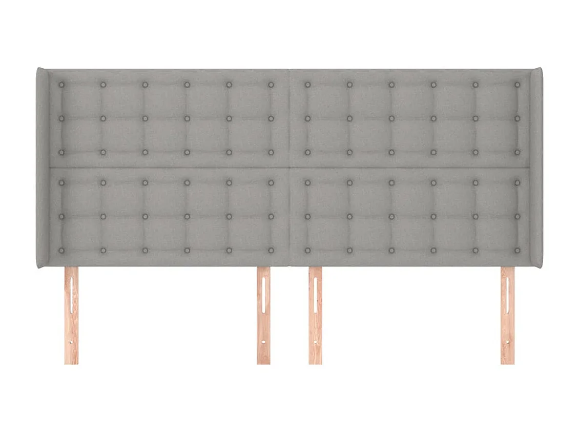 Kopfteil mit Flügeln Hellgrau 183x16x118/128 cm Stoff