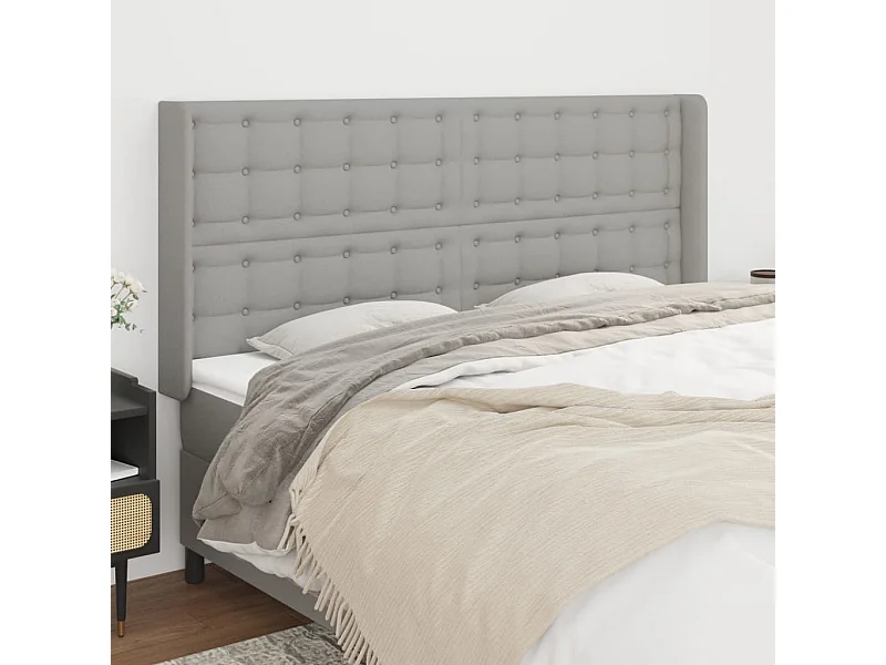 Cabecero con alas Gris claro 183x16x118/128 cm Tela