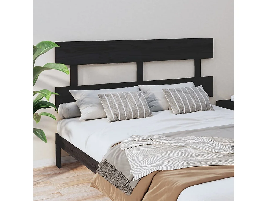 Zwart hoofdbord 164x3x81 cm Massief grenenhout