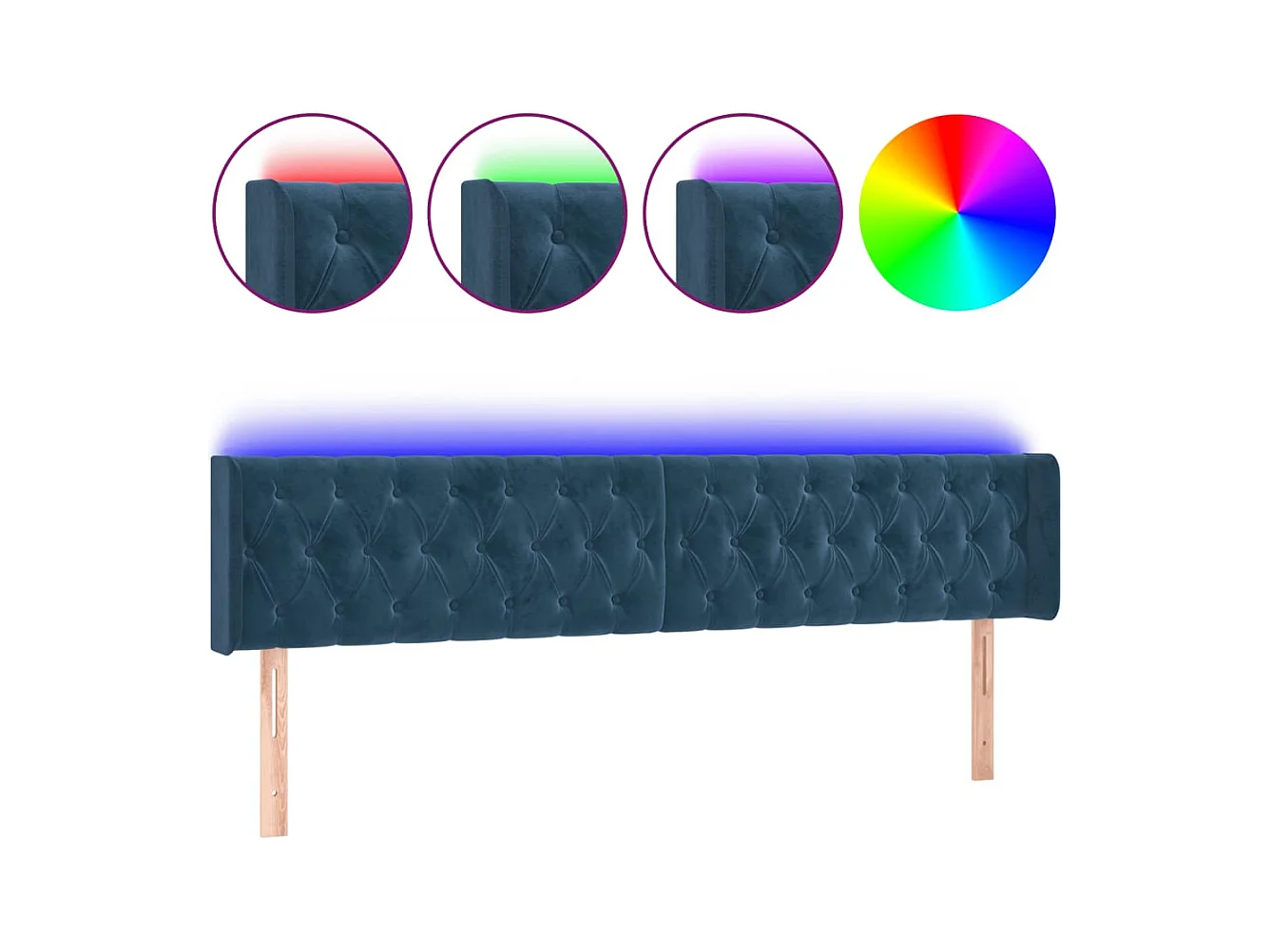 LED Hoofdbord Donkerblauw 183x16x78/88 cm Fluweel