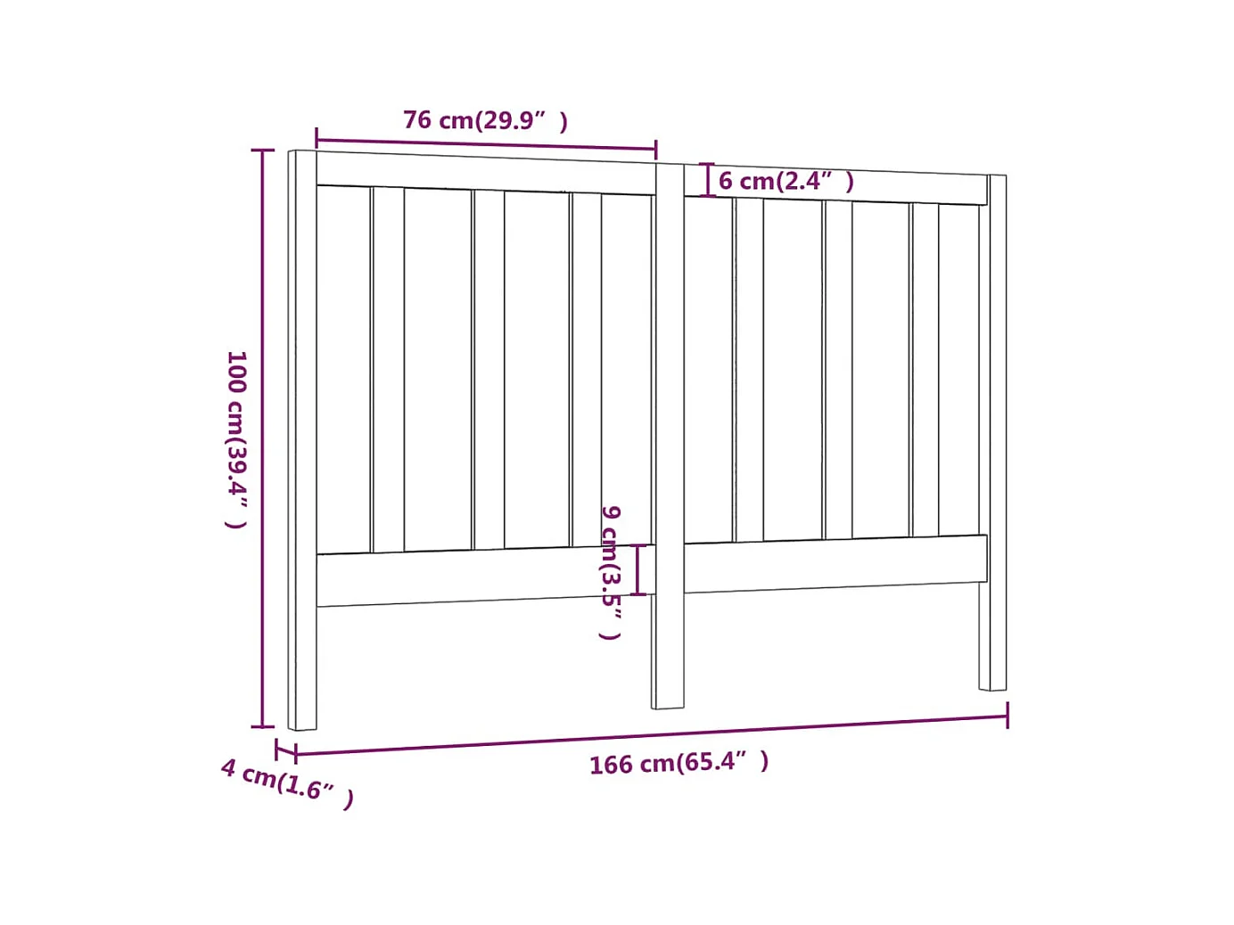 Cabecero blanco 166x4x100 cm Madera maciza de pino