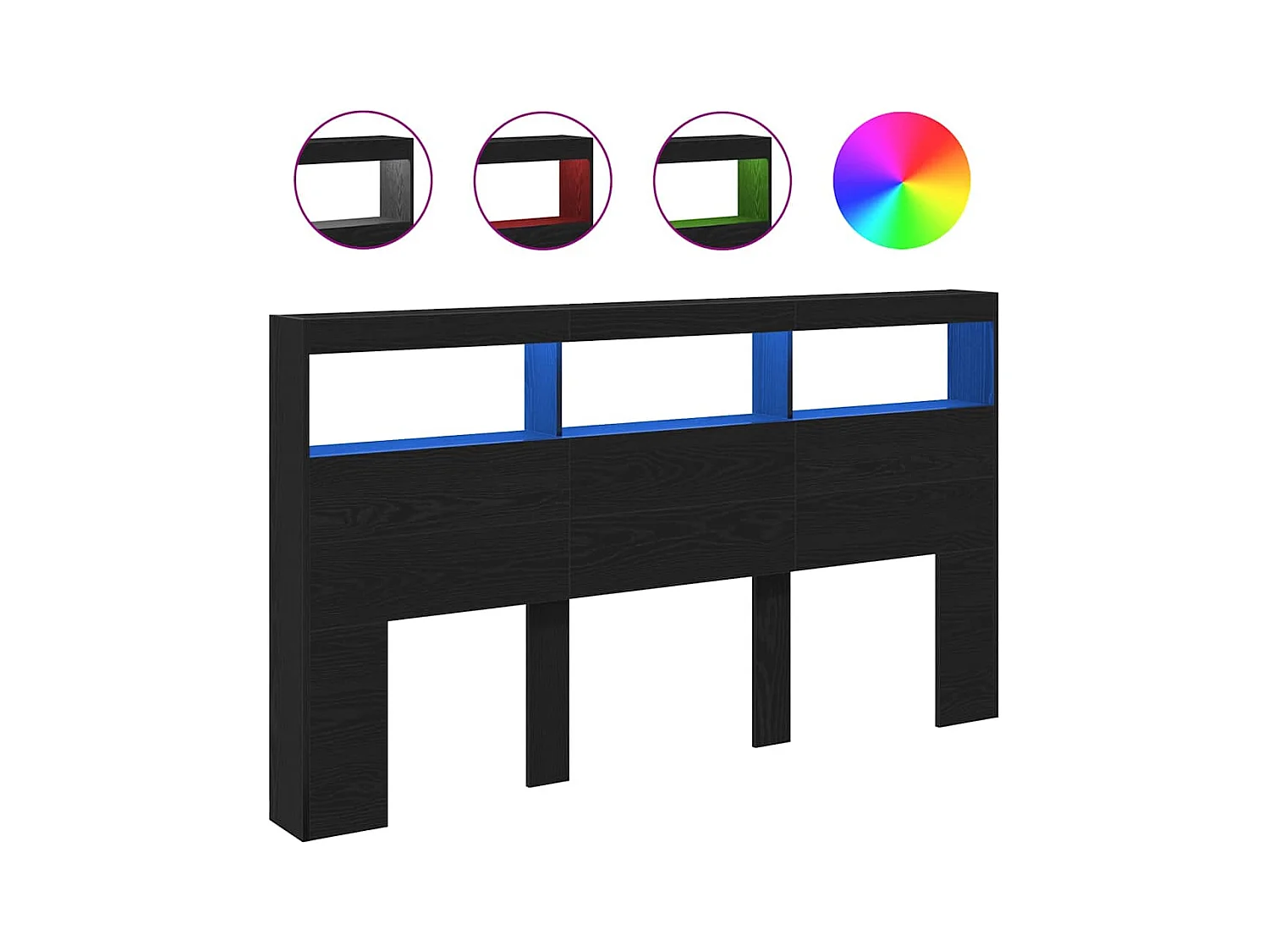 Kopfteil Kleiderschrank mit LED schwarz Eiche 180x17x102 cm