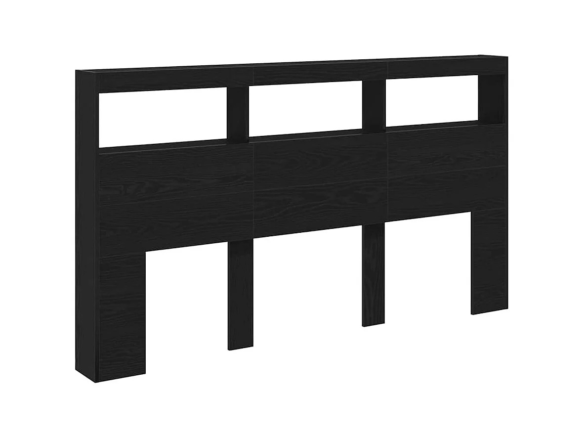 Kopfteil Kleiderschrank mit LED schwarz Eiche 180x17x102 cm