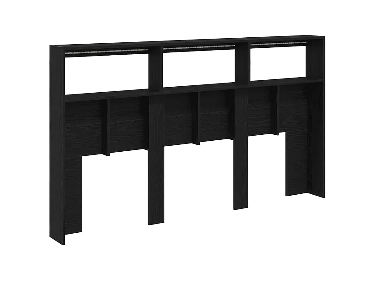 Kopfteil Kleiderschrank mit LED schwarz Eiche 180x17x102 cm