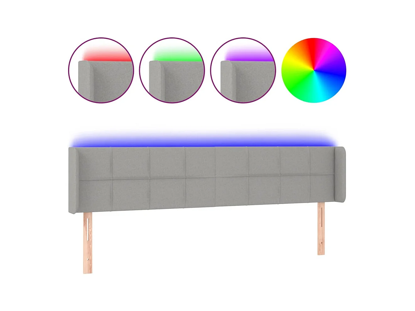 LED hoofdbord Lichtgrijs 183x16x78/88 cm Stof