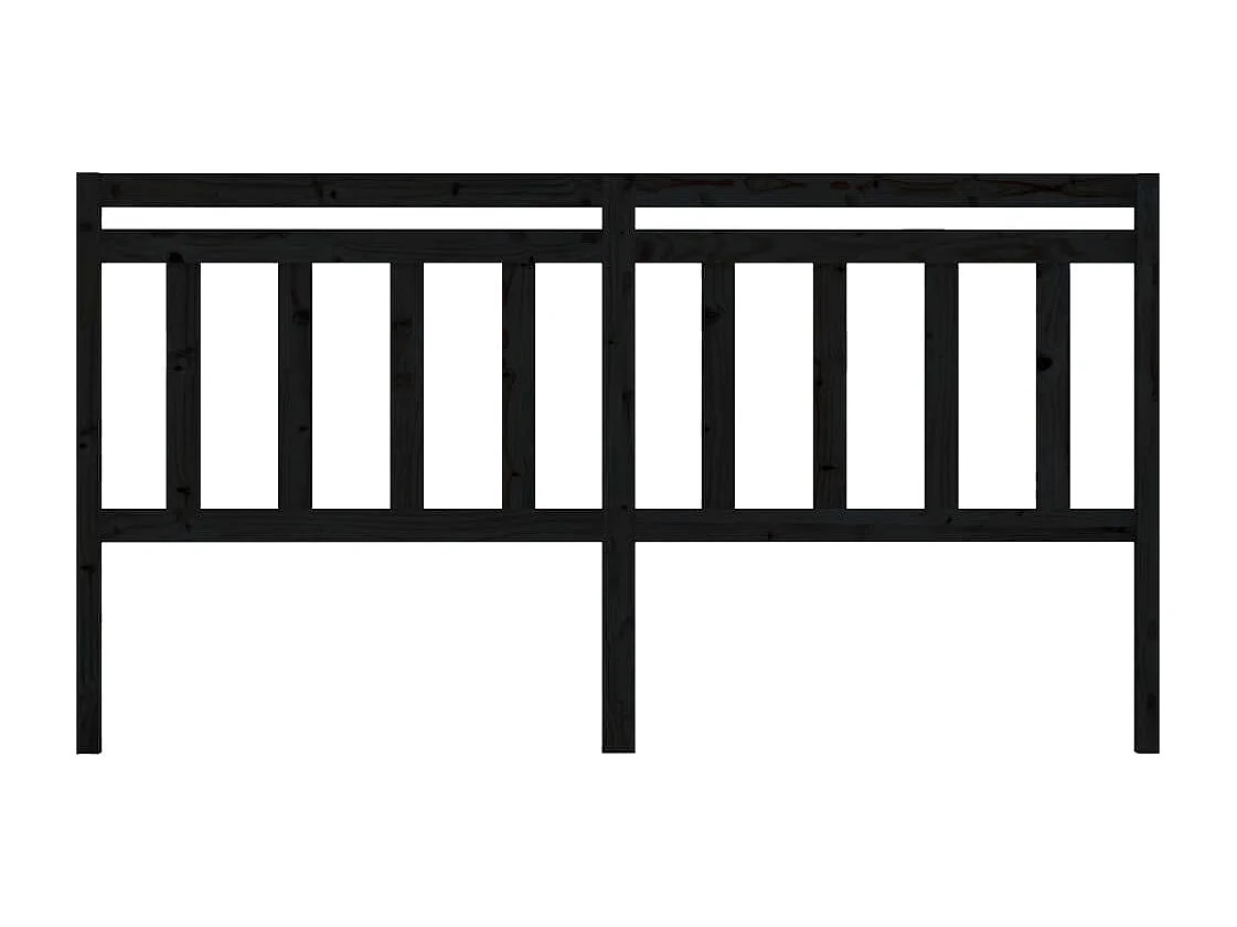 Zwart hoofdbord 206x4x100 cm Massief grenenhout