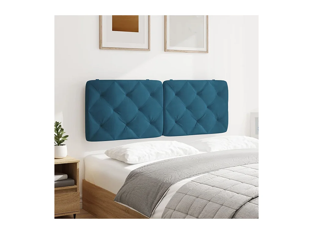 Blauw hoofdbordkussen 140 cm fluweel
