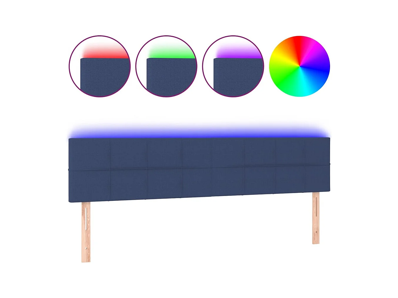 Cabecero LED Azul 180x5x78/88 cm Tela