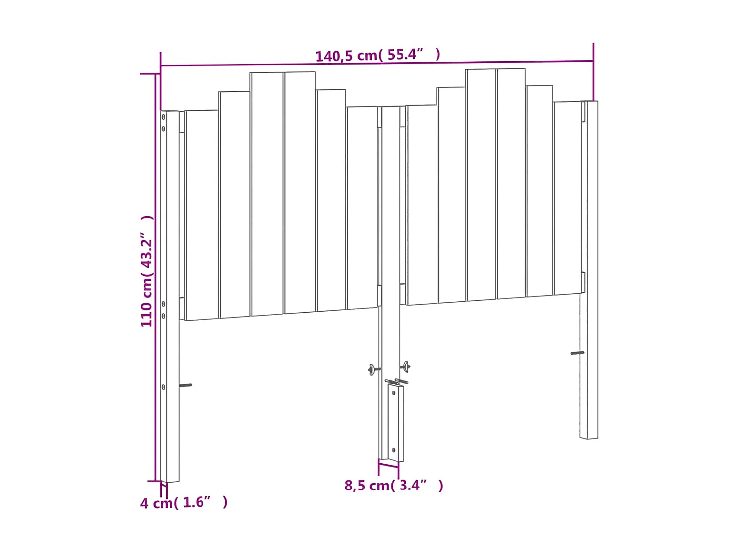 Cabecero encerado marrón 135 cm madera maciza de pino
