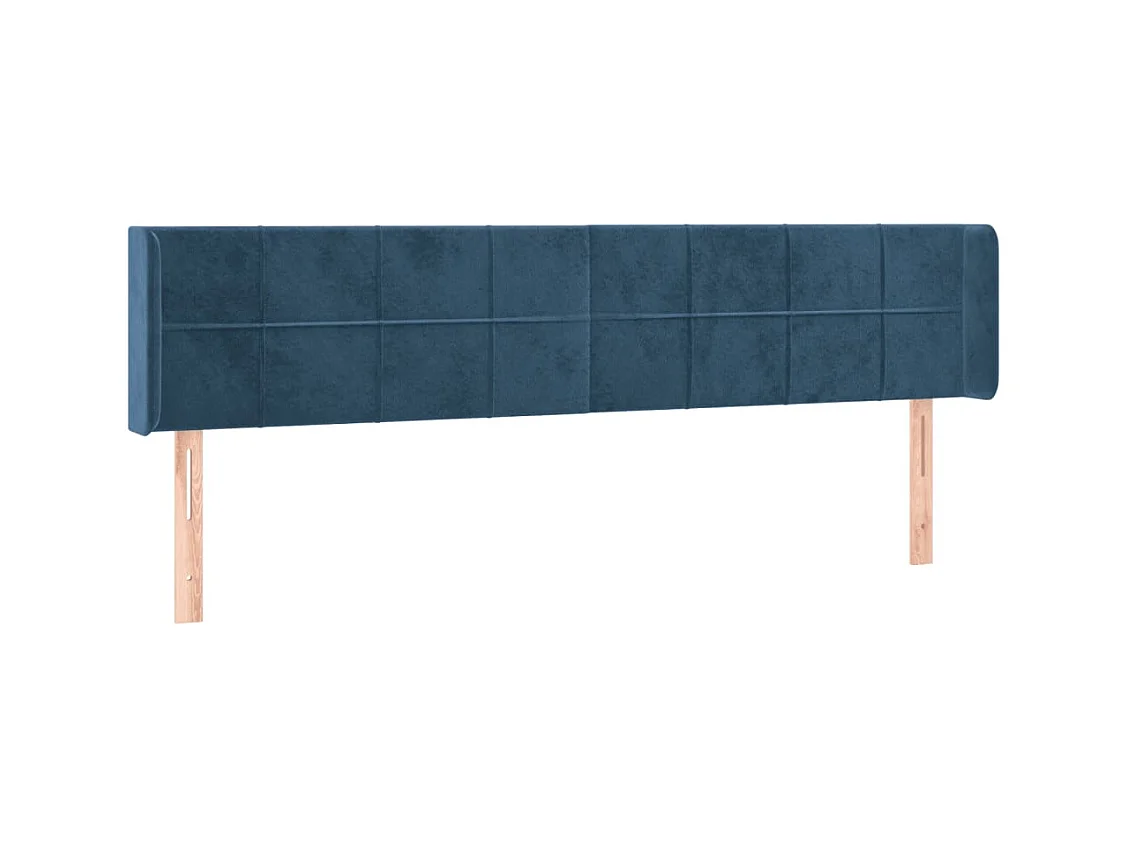 Tête de lit avec oreilles Bleu foncé 203x16x78/88 cm Velours