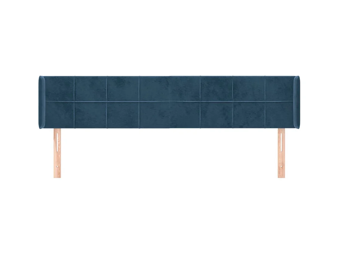 Tête de lit avec oreilles Bleu foncé 203x16x78/88 cm Velours
