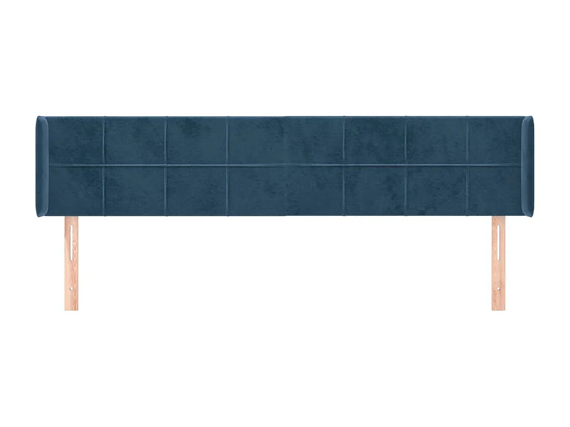 Tête de lit avec oreilles Bleu foncé 203x16x78/88 cm Velours